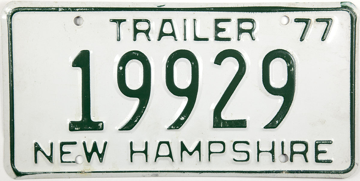 1977 New Hampshire Trailer License Plate