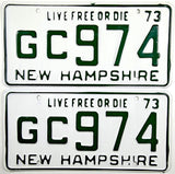 1973 New Hampshire License Plates New Old Stock