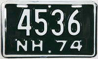 1974 New Hampshire Motorcycle License Plates Near Mint
