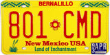 1993 New Mexico car License Plate from Bernalillo County in excellent condition