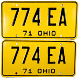 A pair of 1971 Ohio Car License Plate for sale by Brandywine General Store in excellent condition