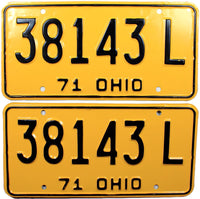 A pair of 1971 Ohio Car License Plate for sale by Brandywine General Store in excellent condition