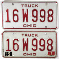 A pair of 1980 Ohio Truck License Plates for sale by Brandywine General Store in very good plus condition