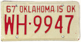 1967 Oklahoma License Plate Excellent Minus condition
