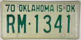 1970 Oklahoma License Plate Excellent Minus condition