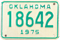 1975 Oklahoma Motorcycle License Plate