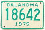 Vintage New Old Stock 1975 Oklahoma Motorcycle License Plates, never been used and will grade Excellent for sale by Brandywine General Store