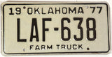1977 Oklahoma Farm License Plate Excellent Plus condition