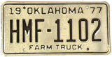 1977 Oklahoma Farm License Plate in very good condition