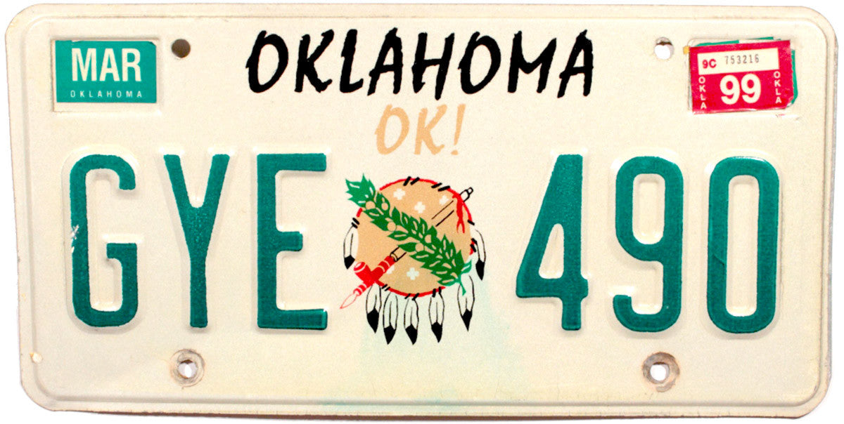 1999 Oklahoma License Plate