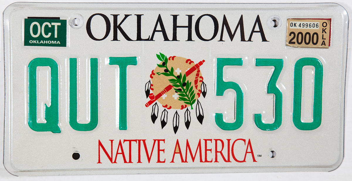 2000 Oklahoma Native America Indian License Plate