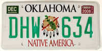 2008 Oklahoma License Plate in Excellent condition