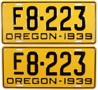 1939 Oregon Farm License Plates
