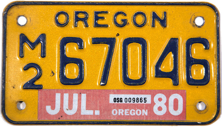 1980 Oregon Motorcycle License Plate