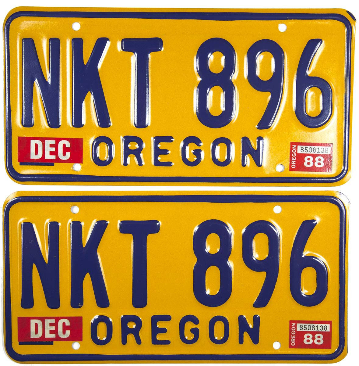 1988 Oregon License Plates