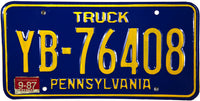 1987 Pennsylvania Truck License Plate