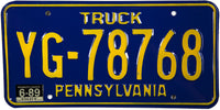 1989 Pennsylvania Truck License Plate
