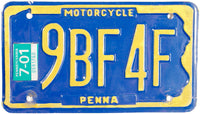 2001 Pennsylvania Motorcycle License Plate