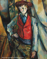 An archival Quality Print of Boy in a Red Waistcoat painted by French Impressionist artist Paul Cezanne in 1890
