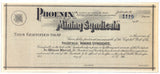 An early 1900s Phoenix Mining Syndicate unissued stock certificate with the stub attached