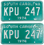 1974 South Carolina License Plates in very good plus condition