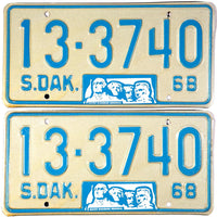 1968 South Dakota License Plates