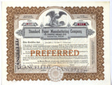 A 1948 Standard Paper Manufacturing Stock Certificate for shares of convertible preferred shares stock in the company