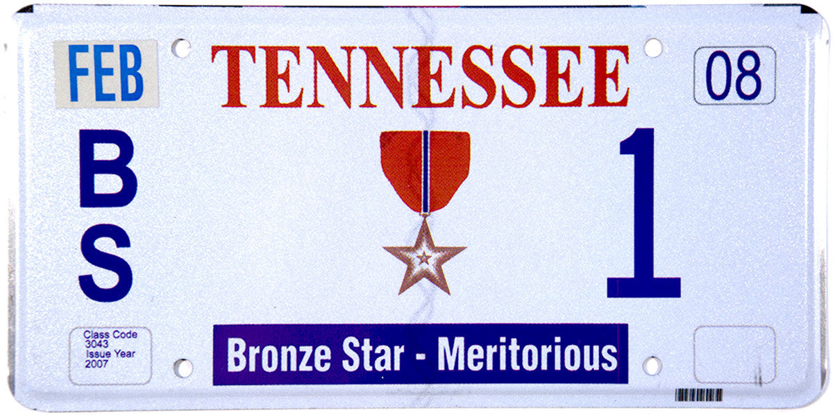 2008 Tennessee Bronze Star #1 License Plate