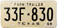1969 Texas Farm Trailer License Plates