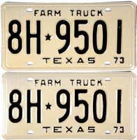 1973 Texas Farm Truck License Plates