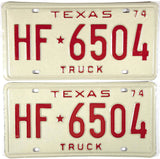 1974 Texas Truck License Plates in Excellent Minus condition