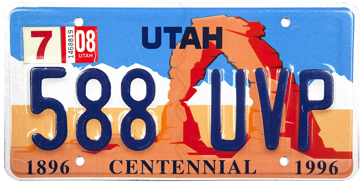 2008 Utah Centennial License Plates