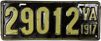 An antique 1917 Virginia Car License Plate for sale by Brandywine General Store in very good plus condition