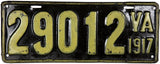 An antique 1917 Virginia Car License Plate for sale by Brandywine General Store in very good plus condition