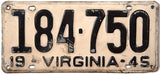 1945 Virginia License Plate