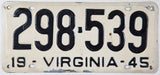 1945 WWII Virginia car license plate