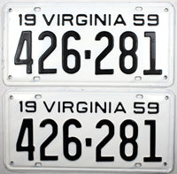 1959 Virginia License Plates
