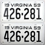 1959 Virginia License Plates