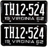 1962 Virginia Truck License Plates