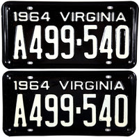1964 Virginia License Plates in Excellent condition