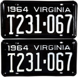 1964 Virginia Truck License Plates in Excellent condition