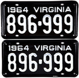 1964 Virginia License Plates in Excellent Minus condition