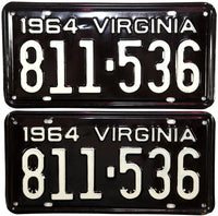 1964 Virginia License Plates in Excellent plus condition