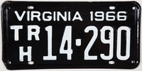 A 1966 Virginia Truck Tractor for Hire License Plate