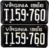 1966 Virginia Truck License Plates in Very Good Minus condition