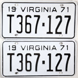 1971 Virginia Truck License Plates Aluminum Excellent Minus