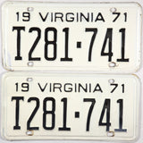 1971 Virginia Truck License Plates Very Good Plus