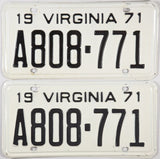 1971 Virginia License Plates Lower DMV Numbers