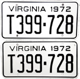 1972 Virginia Truck License Plates