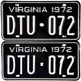 1972 Virginia License Plates